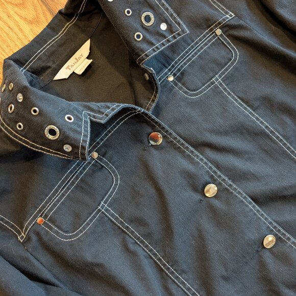 Adorable Vintage Black TanJay capri pants suit Urban Cowbgirl sz18 - Picture 3 of 5